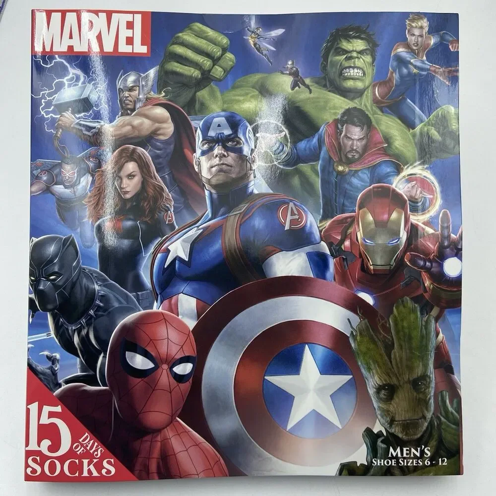 Men's (6-12) Marvel 15 Days of Socks Advent Calendar 15pk NEW Gift Christmas
